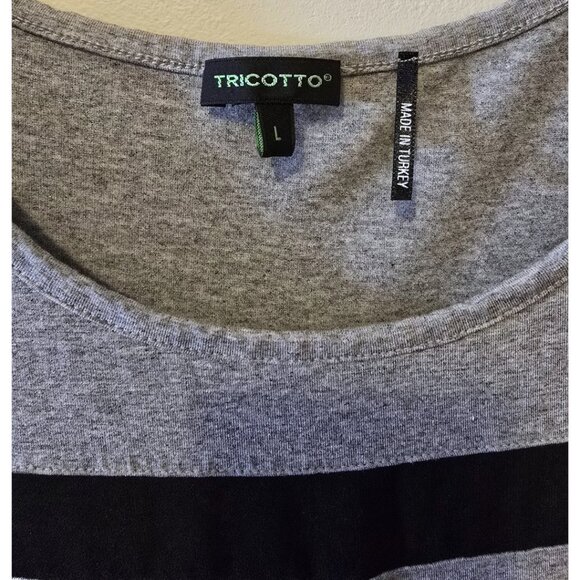 Tricotto Sleeveless Midi Dress Rhinestone Zipper Mesh Edgy Grey Black Size L - Picture 8 of 10